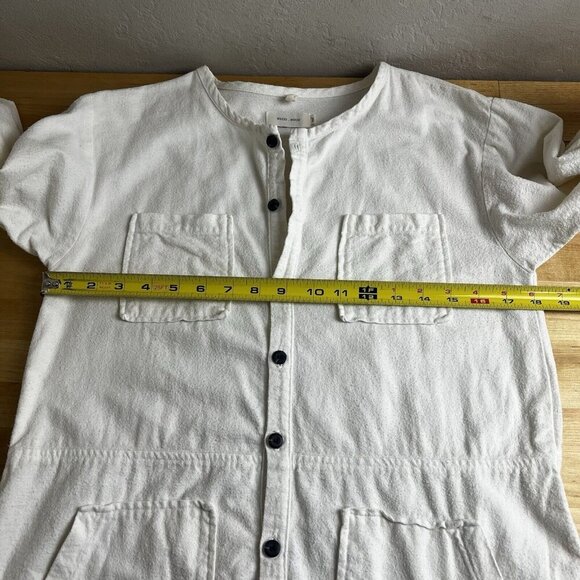 Nico Nico White Button Down Utility Flannel Long Sleeve Jumpsuit Size Medium - Picture 9 of 12